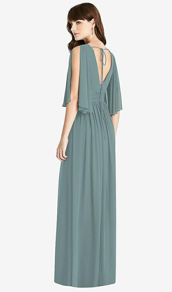 【STYLE: 6777】Split Sleeve Backless Chiffon Maxi Dress【COLOR: Icelandic】