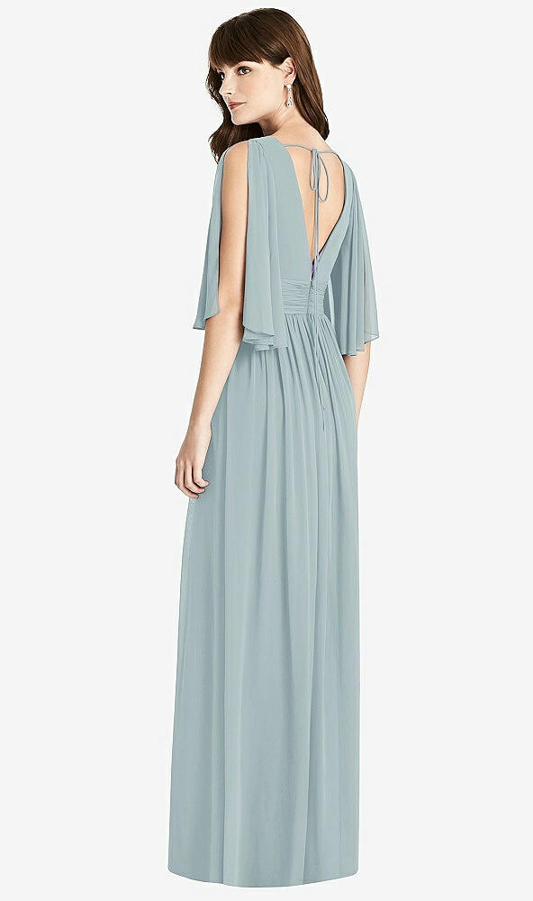 【STYLE: 6777】Split Sleeve Backless Chiffon Maxi Dress【COLOR: Morning Sky】