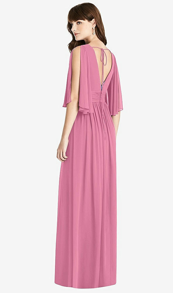 【STYLE: 6777】Split Sleeve Backless Chiffon Maxi Dress【COLOR: Orchid Pink】