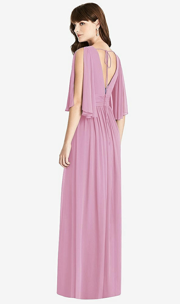 【STYLE: 6777】Split Sleeve Backless Chiffon Maxi Dress【COLOR: Powder Pink】