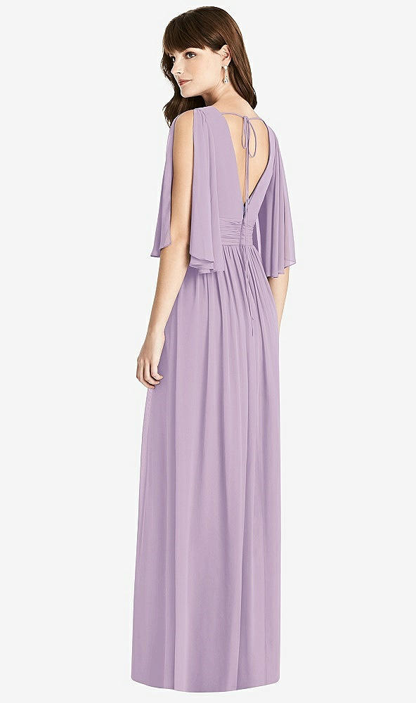 【STYLE: 6777】Split Sleeve Backless Chiffon Maxi Dress【COLOR: Pale Purple】