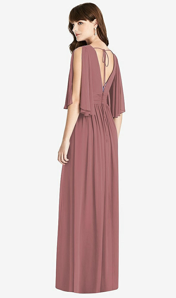 【STYLE: 6777】Split Sleeve Backless Chiffon Maxi Dress【COLOR: Rosewood】
