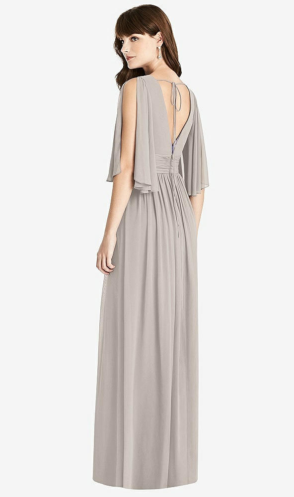 【STYLE: 6777】Split Sleeve Backless Chiffon Maxi Dress【COLOR: Taupe】
