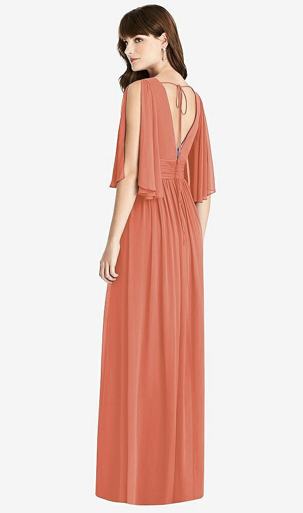 【STYLE: 6777】Split Sleeve Backless Chiffon Maxi Dress【COLOR: Terracotta Copper】