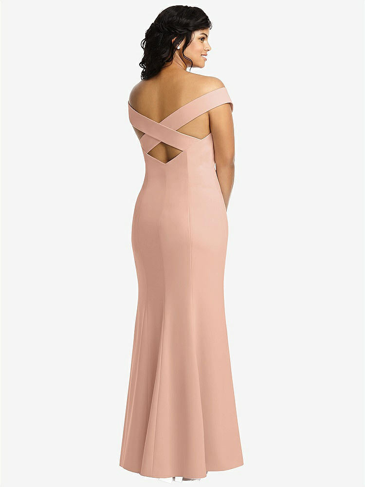 【NEW】【STYLE: 3012】オフショルダー クロス クロス 背面 トランペット ガウン【COLOR: Pale Peach】【SIZE: 00-30W】