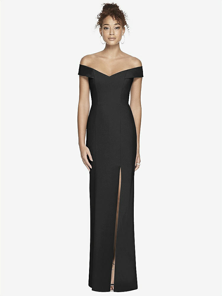 【STYLE: 3012】Off-the-Shoulder Criss Cross Back Trumpet Gown【COLOR: Black】
