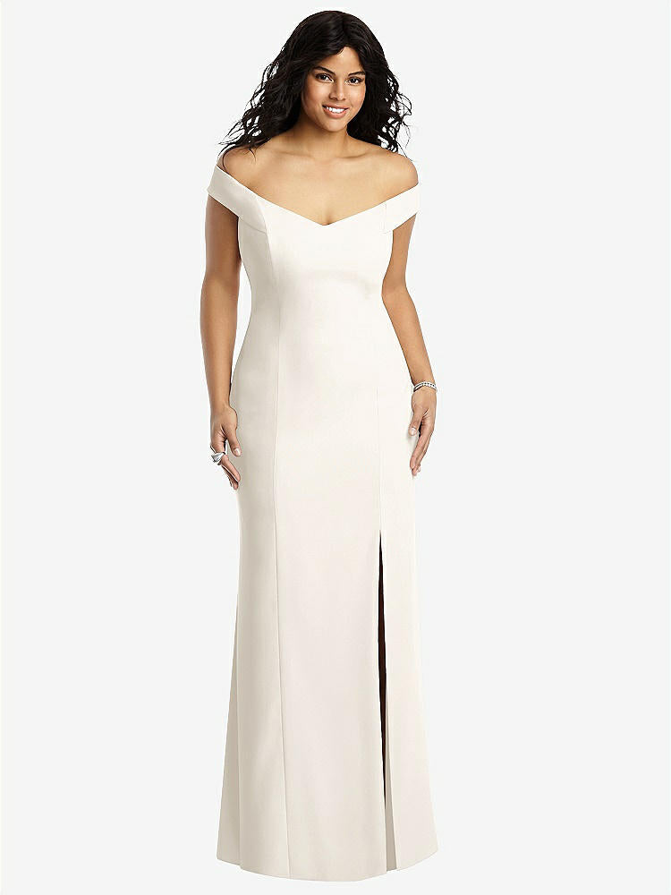【STYLE: 3012】Off-the-Shoulder Criss Cross Back Trumpet Gown【COLOR: Ivory】