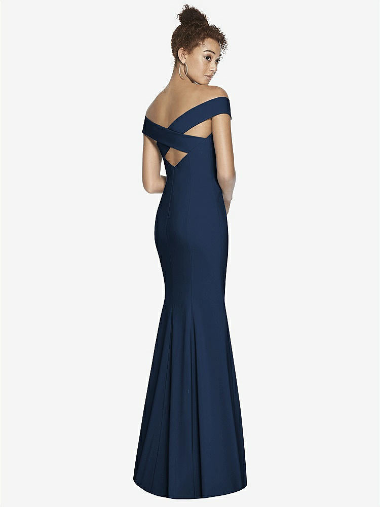 【NEW】【STYLE: 3012】オフショルダー クロス クロス 背面 トランペット ガウン【COLOR: Midnight Navy】【SIZE: 00-30W】