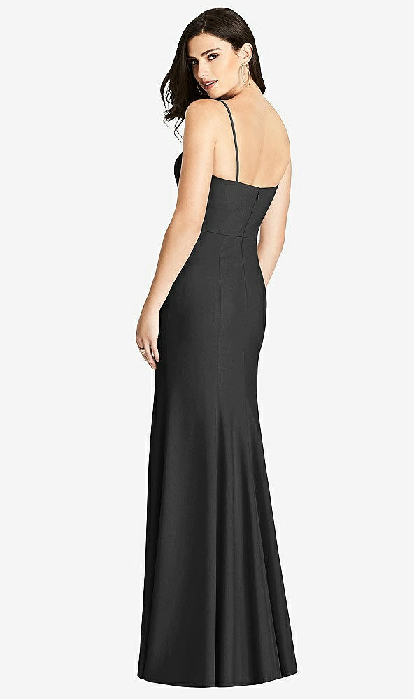 【STYLE: 3013】Seamed Bodice Crepe Trumpet Gown with Front Slit【COLOR: Black】