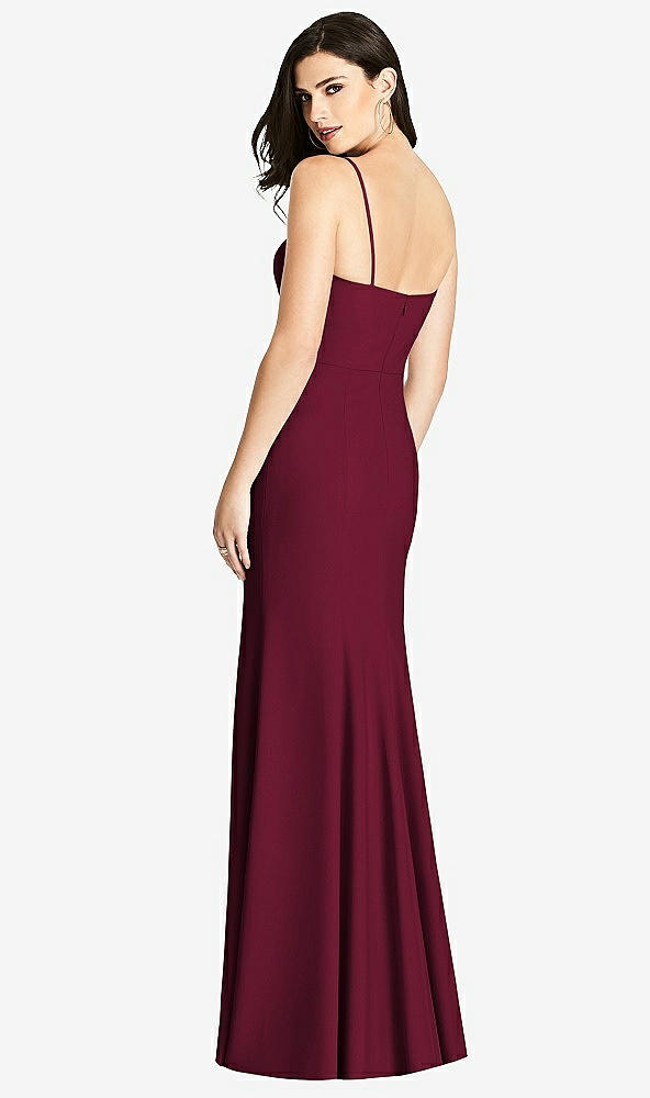 【STYLE: 3013】Seamed Bodice Crepe Trumpet Gown with Front Slit【COLOR: Cabernet】