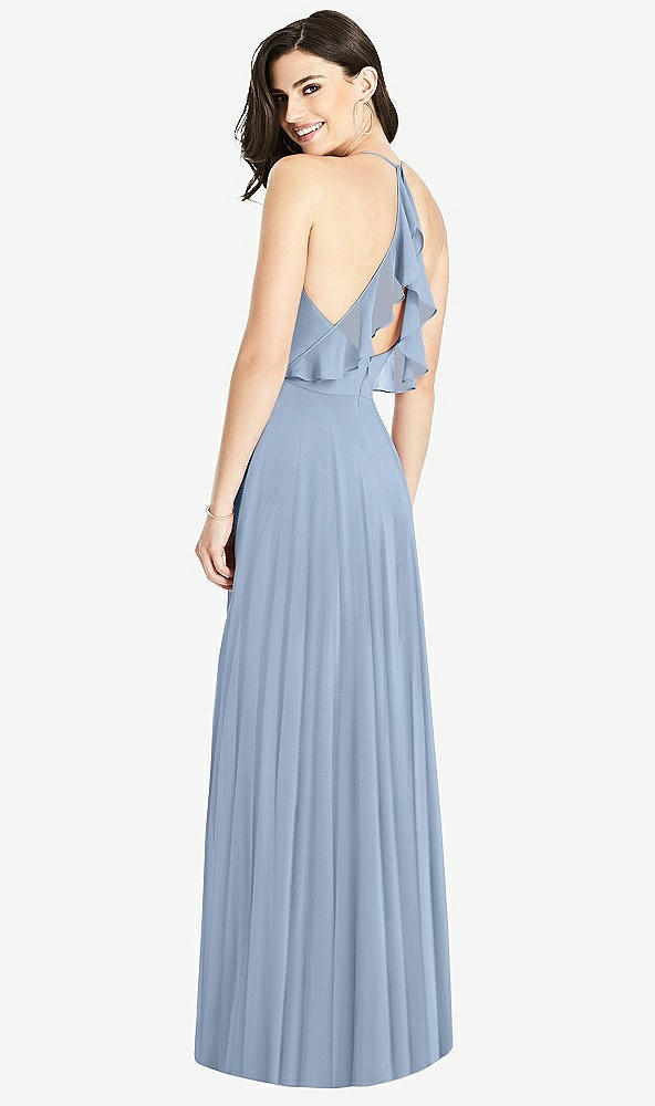 【STYLE: 3021】Ruffled Strap Cutout Wrap Maxi Dress【COLOR: Cloudy】