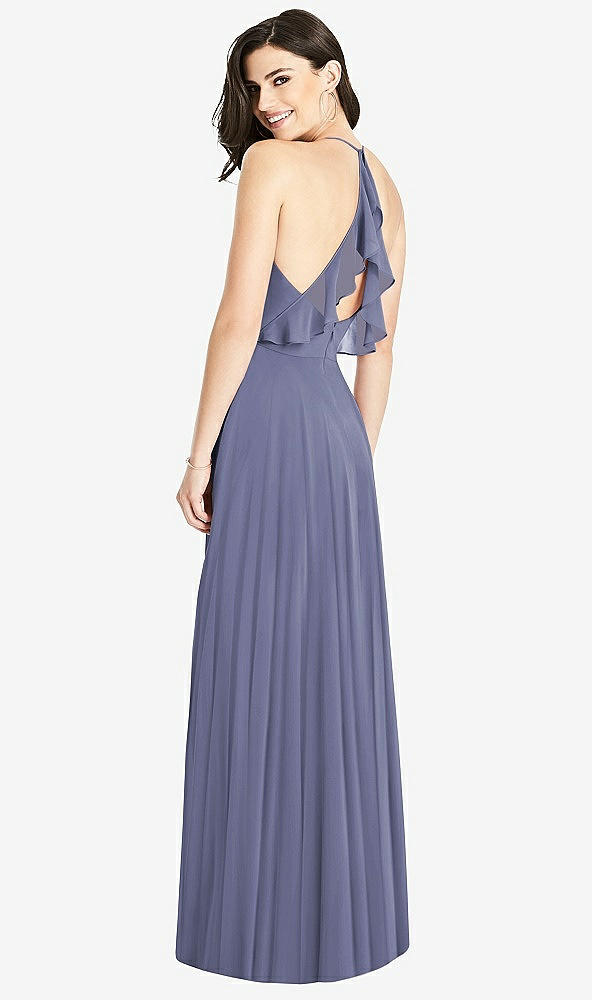 【STYLE: 3021】Ruffled Strap Cutout Wrap Maxi Dress【COLOR: French Blue】