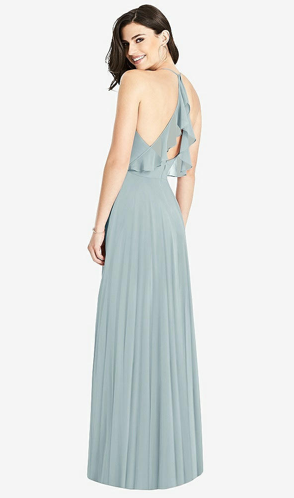 【STYLE: 3021】Ruffled Strap Cutout Wrap Maxi Dress【COLOR: Morning Sky】