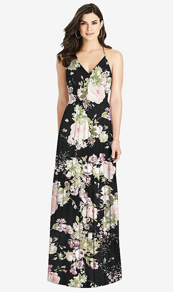 【NEW】【STYLE: 3021】フリル ストラップ カットアウト ラップ マキシ ドレス【COLOR: Noir Garden】【SIZE: 00-30W】
