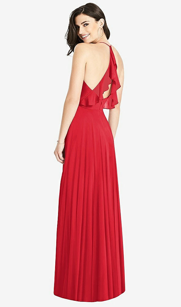 STYLE 3021 Ruffled Strap Cutout Wrap Maxi Dress COLOR Parisian Red