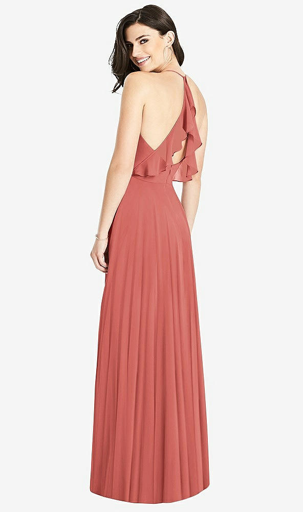 【STYLE: 3021】Ruffled Strap Cutout Wrap Maxi Dress【COLOR: Coral Pink】