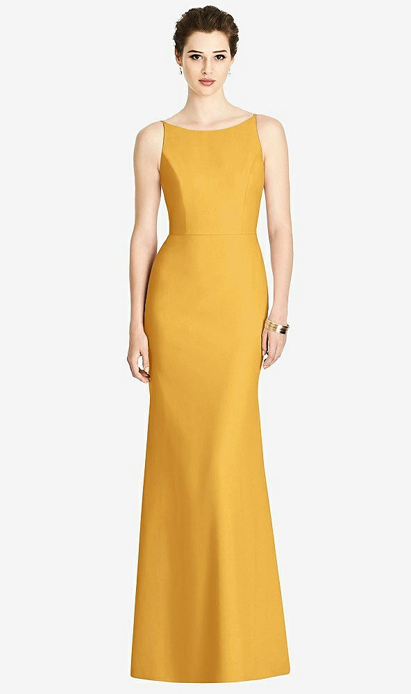 【STYLE: 4535】Bateau-Neck Open Cowl-Back Trumpet Gown【COLOR: NYC Yellow】