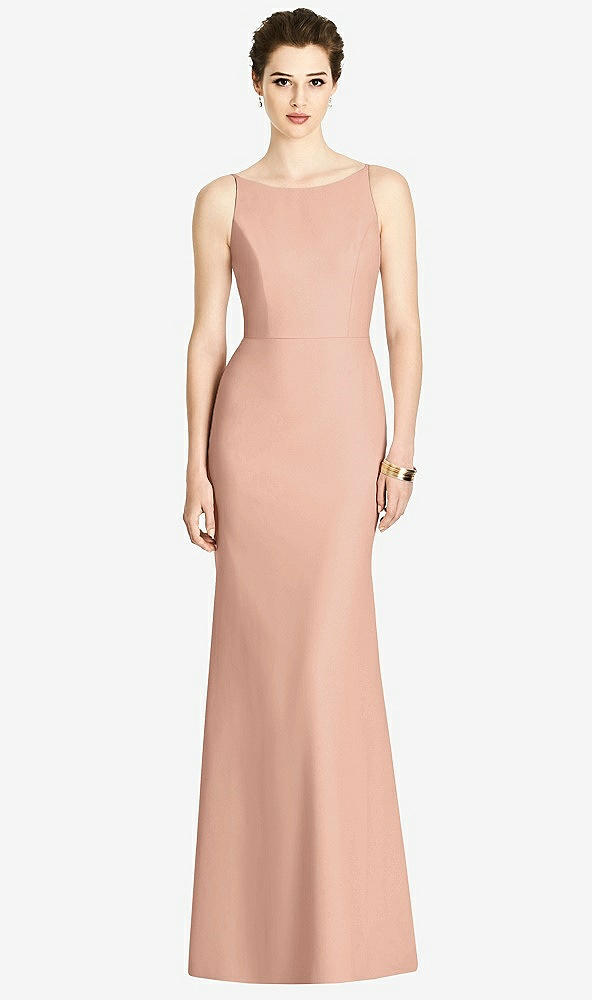 【STYLE: 4535】Bateau-Neck Open Cowl-Back Trumpet Gown【COLOR: Pale Peach】