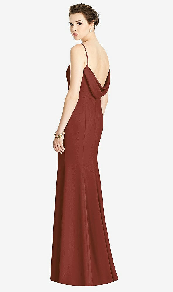 【STYLE: 4535】Bateau-Neck Open Cowl-Back Trumpet Gown【COLOR: Auburn Moon】