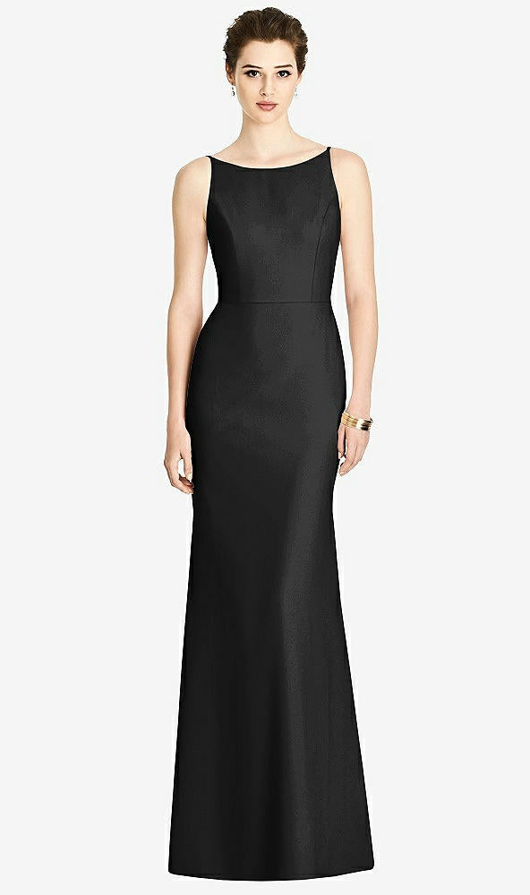 【STYLE: 4535】Bateau-Neck Open Cowl-Back Trumpet Gown【COLOR: Black】