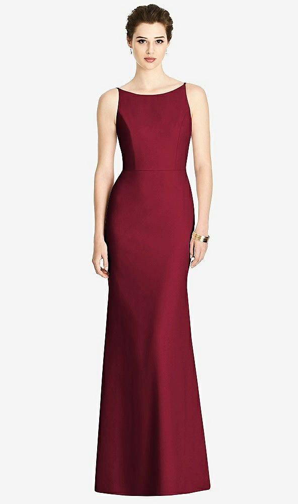 【STYLE: 4535】Bateau-Neck Open Cowl-Back Trumpet Gown【COLOR: Burgundy】