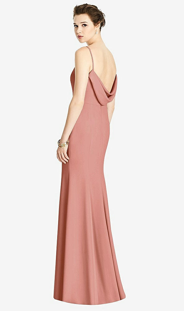 【STYLE: 4535】Bateau-Neck Open Cowl-Back Trumpet Gown【COLOR: Desert Rose】