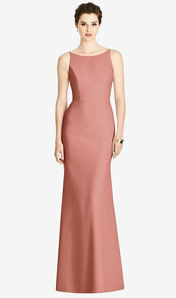 【STYLE: 4535】Bateau-Neck Open Cowl-Back Trumpet Gown【COLOR: Desert Rose】