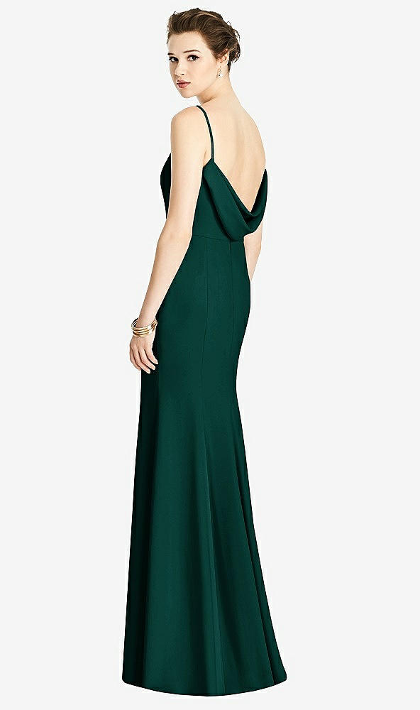 【STYLE: 4535】Bateau-Neck Open Cowl-Back Trumpet Gown【COLOR: Evergreen】