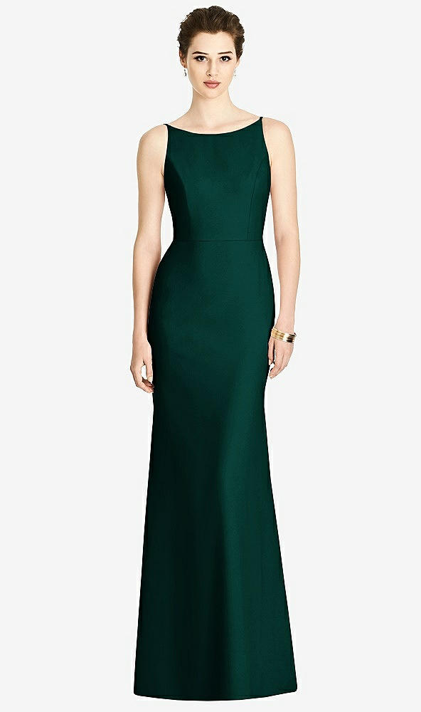 【STYLE: 4535】Bateau-Neck Open Cowl-Back Trumpet Gown【COLOR: Evergreen】