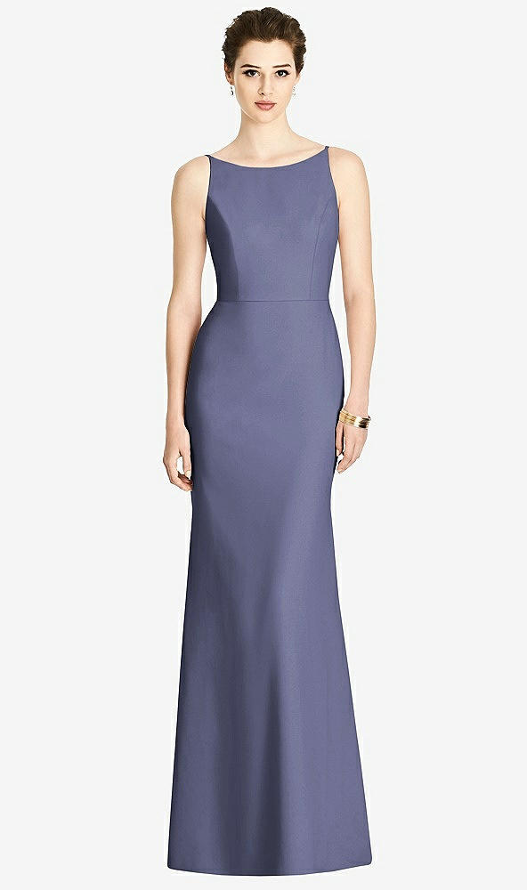 【STYLE: 4535】Bateau-Neck Open Cowl-Back Trumpet Gown【COLOR: French Blue】