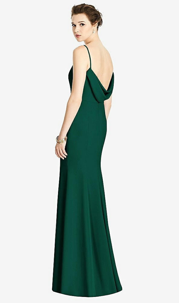 【STYLE: 4535】Bateau-Neck Open Cowl-Back Trumpet Gown【COLOR: Hunter Green】