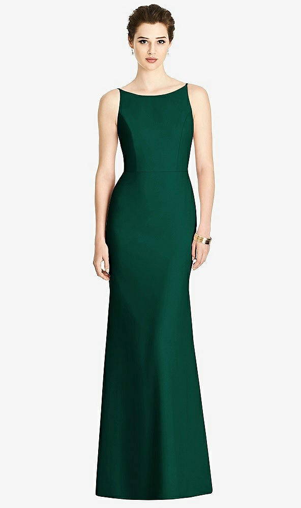 【STYLE: 4535】Bateau-Neck Open Cowl-Back Trumpet Gown【COLOR: Hunter Green】