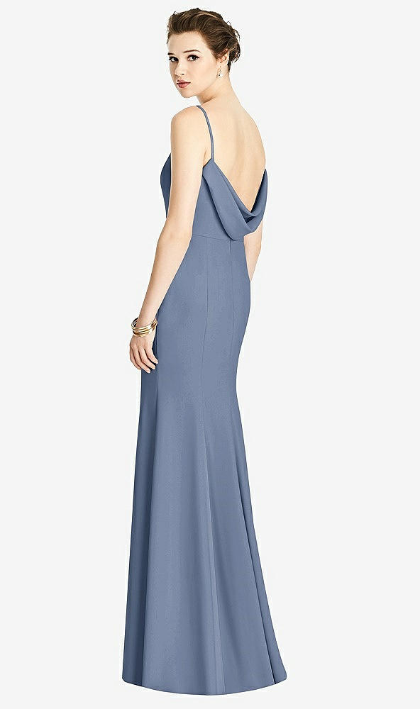 【STYLE: 4535】Bateau-Neck Open Cowl-Back Trumpet Gown【COLOR: Larkspur Blue】