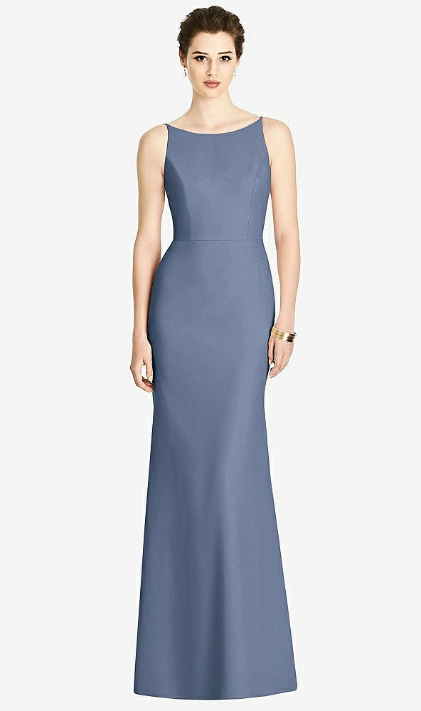 【STYLE: 4535】Bateau-Neck Open Cowl-Back Trumpet Gown【COLOR: Larkspur Blue】