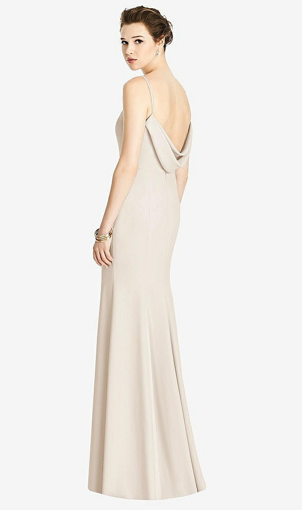 【STYLE: 4535】Bateau-Neck Open Cowl-Back Trumpet Gown【COLOR: Oat】