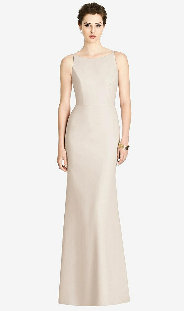 【STYLE: 4535】Bateau-Neck Open Cowl-Back Trumpet Gown【COLOR: Oat】