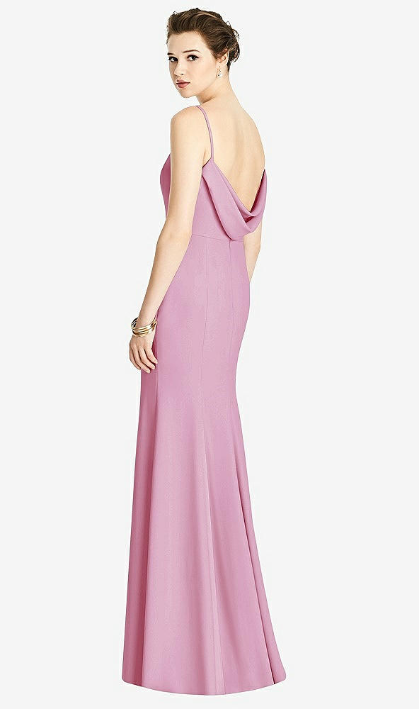 【STYLE: 4535】Bateau-Neck Open Cowl-Back Trumpet Gown【COLOR: Powder Pink】