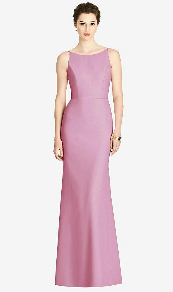 【STYLE: 4535】Bateau-Neck Open Cowl-Back Trumpet Gown【COLOR: Powder Pink】