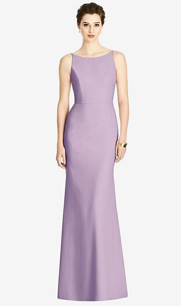 【STYLE: 4535】Bateau-Neck Open Cowl-Back Trumpet Gown【COLOR: Pale Purple】