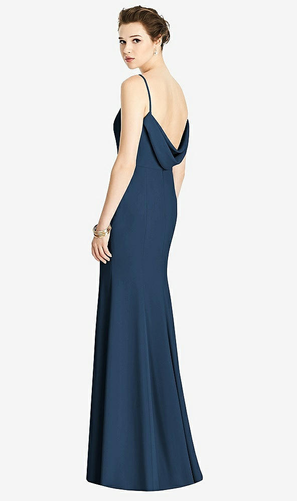 【STYLE: 4535】Bateau-Neck Open Cowl-Back Trumpet Gown【COLOR: Sofia Blue】