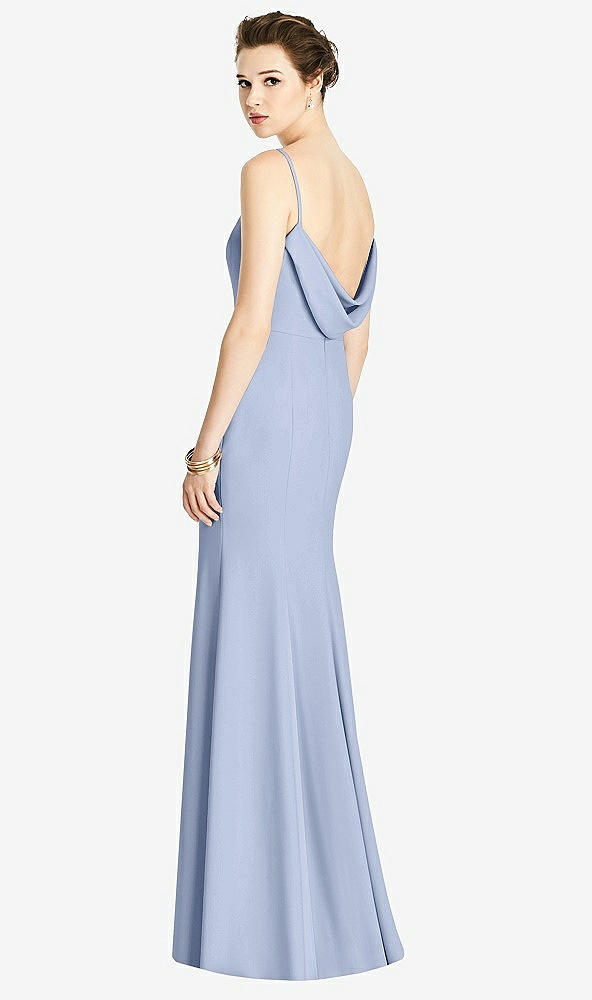 【STYLE: 4535】Bateau-Neck Open Cowl-Back Trumpet Gown【COLOR: Sky Blue】