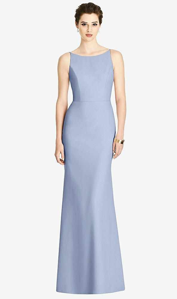 【STYLE: 4535】Bateau-Neck Open Cowl-Back Trumpet Gown【COLOR: Sky Blue】