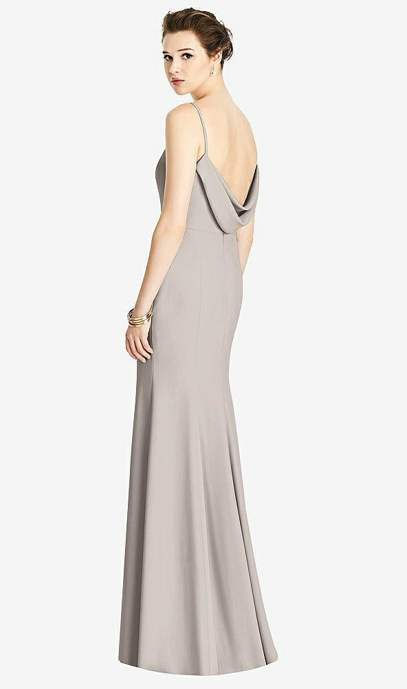 【STYLE: 4535】Bateau-Neck Open Cowl-Back Trumpet Gown【COLOR: Taupe】