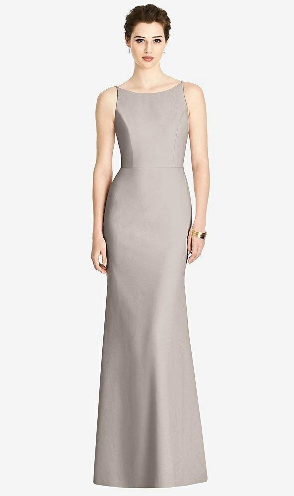 【STYLE: 4535】Bateau-Neck Open Cowl-Back Trumpet Gown【COLOR: Taupe】