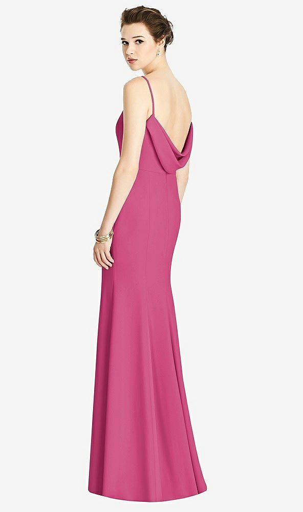 【STYLE: 4535】Bateau-Neck Open Cowl-Back Trumpet Gown【COLOR: Tea Rose】