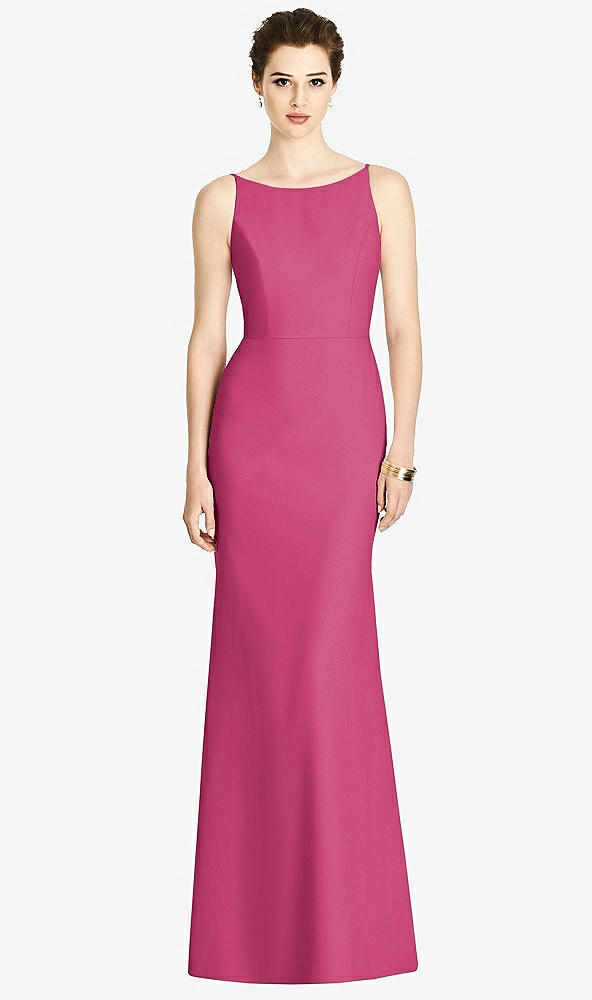 【STYLE: 4535】Bateau-Neck Open Cowl-Back Trumpet Gown【COLOR: Tea Rose】