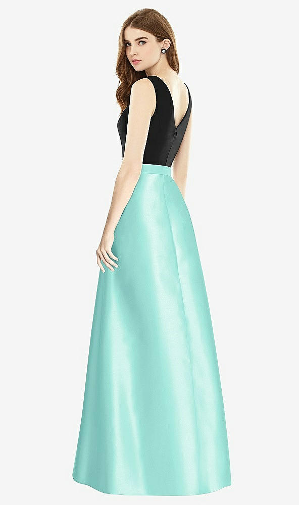 【STYLE: D754】Sleeveless A-Line Satin Dress with Pockets【COLOR: Coastal & Black】