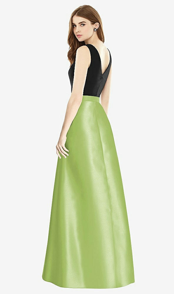【STYLE: D754】Sleeveless A-Line Satin Dress with Pockets【COLOR: Mojito & Black】
