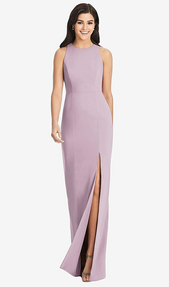 【STYLE: 3029】Diamond Cutout Back Trumpet Gown with Front Slit【COLOR: Suede Rose】