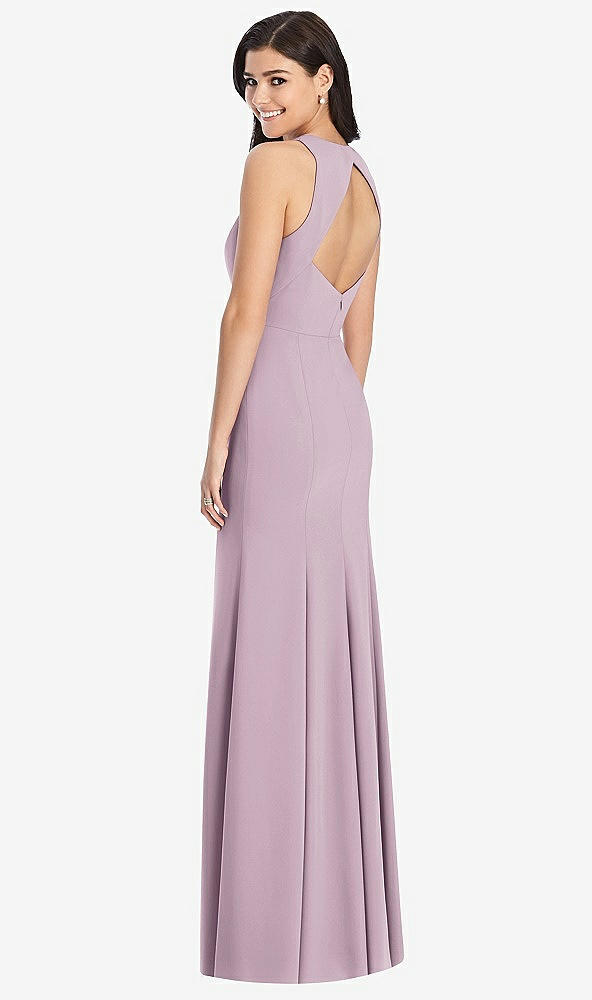 【STYLE: 3029】Diamond Cutout Back Trumpet Gown with Front Slit【COLOR: Suede Rose】